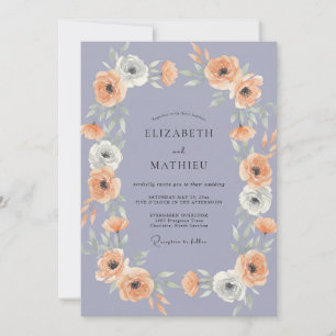 Immergrün-Aprikosen-Ranunculus-Eukalyptus-Hochzeit Einladung