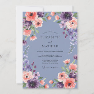Immergrün-Aprikosen-Wildblumen-Hochzeit Einladung