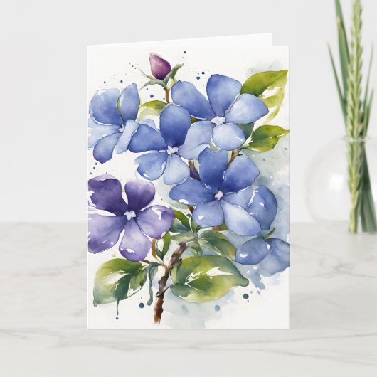 Immergrün - Aquarellblumen Karte (Vorderseite)