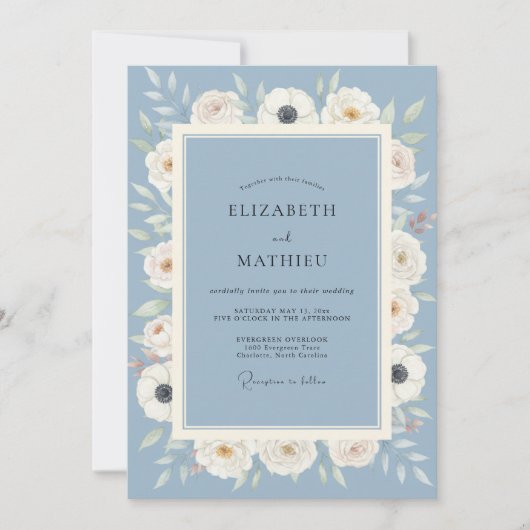 Immergrün Ätherische Blütenhochzeit Einladung (Vorderseite)