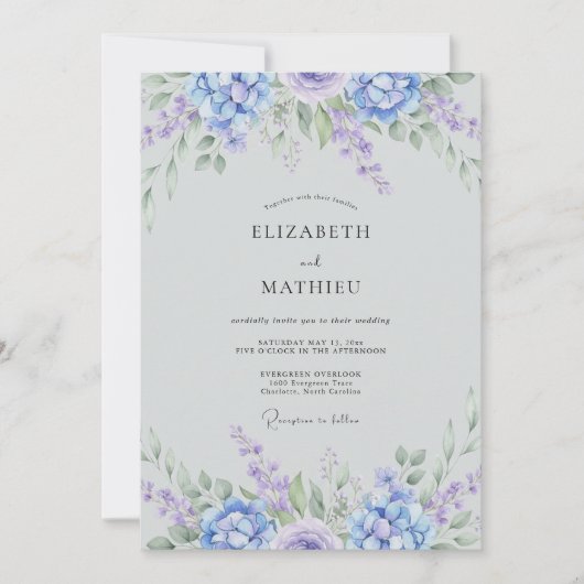 Immergrün Ätherische Botanische Hochzeit Einladung (Vorderseite)