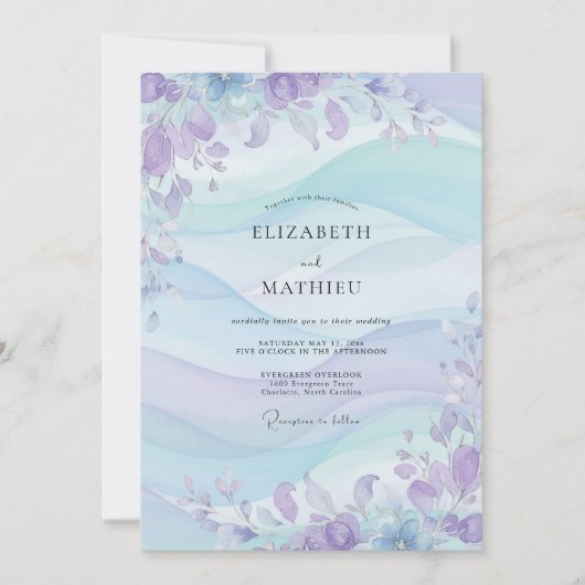 Immergrün Ätherische Flora Hochzeit Einladung (Vorderseite)