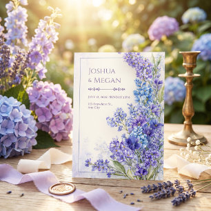 Immergrün Blau Aquarell Whimsical Wiesen Rahmen Einladung
