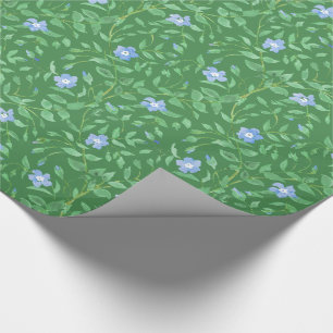 Immergrün Blau Dunkelgrün Landhausstil Blumenmuste Geschenkpapier