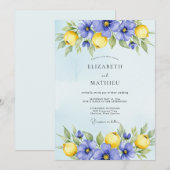 Immergrün Blaue Lebendige Zitrus Hochzeit Einladung (Vorne/Hinten)