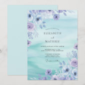 Immergrün-Blumen-Aquarell-Hochzeit Einladung (Vorne/Hinten)