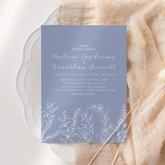 Immergrün Blumen Boho-Hochzeit Einladung