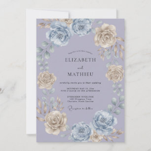 Immergrün-Blumen-Botanische-Hochzeit Einladung
