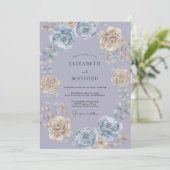 Immergrün-Blumen-Botanische-Hochzeit Einladung (Stehend Vorderseite)