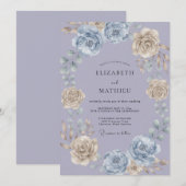 Immergrün-Blumen-Botanische-Hochzeit Einladung (Vorne/Hinten)