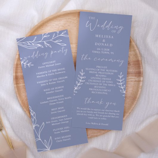 Immergrün-Blumen Einfaches Hochzeitsprogramm Programm
