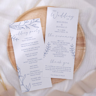 Immergrün-Blumen Einfaches Hochzeitsprogramm Programm