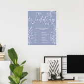 Immergrün-Blumen Einfaches Hochzeitsprogramm Zeitp Poster (Heimbüro)