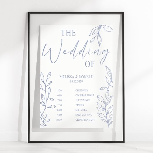 Immergrün-Blumen Einfaches Hochzeitsprogramm Zeitp Poster