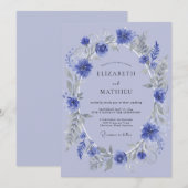 Immergrün-Blumen-Girlande-Hochzeit Einladung (Vorne/Hinten)