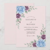 Immergrün-Blumen-Hochzeit Einladung (Vorne/Hinten)
