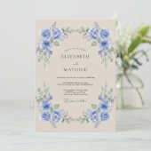 Immergrün-Blumen-Lorbeer-Hochzeit Einladung (Stehend Vorderseite)
