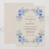 Immergrün-Blumen-Lorbeer-Hochzeit Einladung (Vorne/Hinten)
