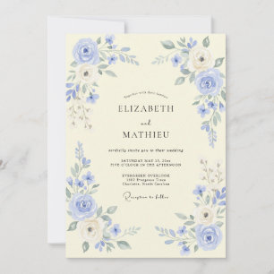 Immergrün-Blumen-Romantische Hochzeit Einladung
