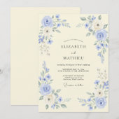 Immergrün-Blumen-Romantische Hochzeit Einladung (Vorne/Hinten)