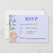 Immergrün-Blumen-Scancode RSVP Karte (Vorderseite)