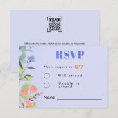 Immergrün-Blumen-Scancode RSVP Karte (Vorne/Hinten)