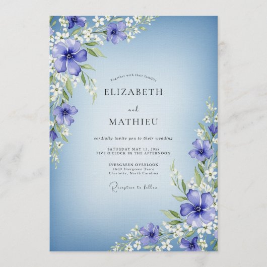 Immergrün-Blumen-Zauber-Hochzeit Einladung (Vorderseite)
