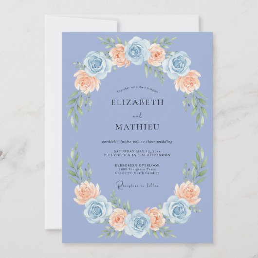 Immergrün-Blumenbogen-Hochzeit Einladung (Vorderseite)
