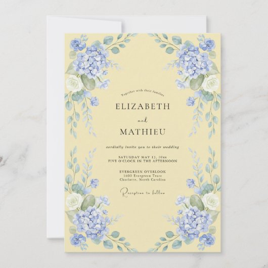 Immergrün-Blumenbogen-Hochzeit Einladung (Vorderseite)