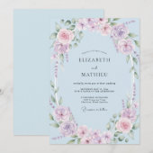 Immergrün-Blumenwirbel-Hochzeit Einladung (Vorne/Hinten)