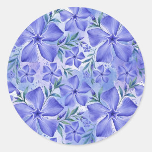 Immergrün-Blüten Blau Violett Vinca-Blüten Runder Aufkleber