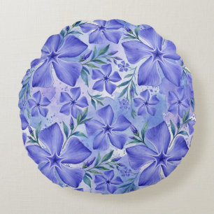 Immergrün-Blüten Blau Violett Vinca-Blüten Rundes Kissen