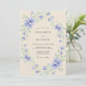 Immergrün-Blüten-Cream-Hochzeit Einladung (Stehend Vorderseite)