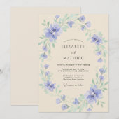 Immergrün-Blüten-Cream-Hochzeit Einladung (Vorne/Hinten)
