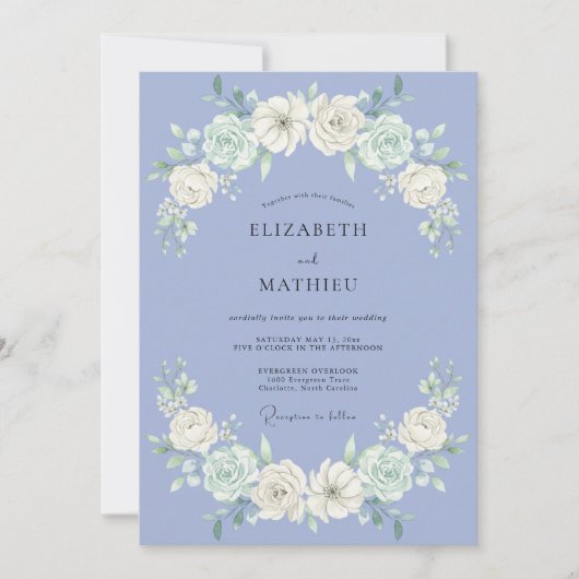 Immergrün-Blüten-Hochzeit Einladung (Vorderseite)