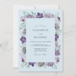 Immergrün-Blüten-Hochzeit Einladung