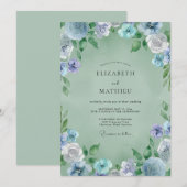 Immergrün-Blüten-Hochzeit Einladung (Vorne/Hinten)