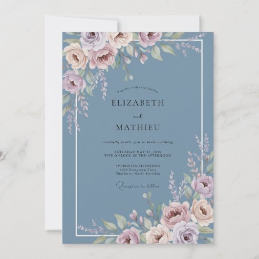Immergrün-Blüten-Hochzeit Einladung (Vorderseite)