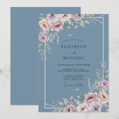 Immergrün-Blüten-Hochzeit Einladung (Vorne/Hinten)