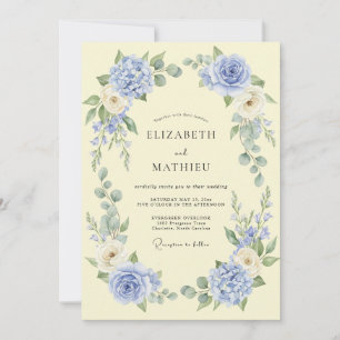 Immergrün-Blüten-Lorbeer-Hochzeit Einladung
