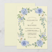 Immergrün-Blüten-Lorbeer-Hochzeit Einladung (Vorne/Hinten)