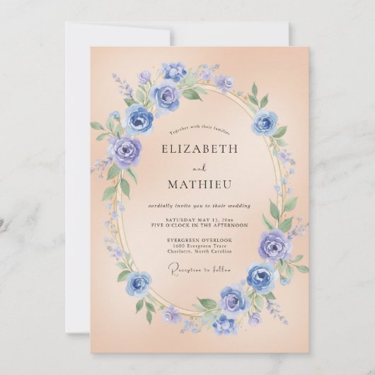 Immergrün-Botanik-Kranz-Hochzeit Einladung (Vorderseite)