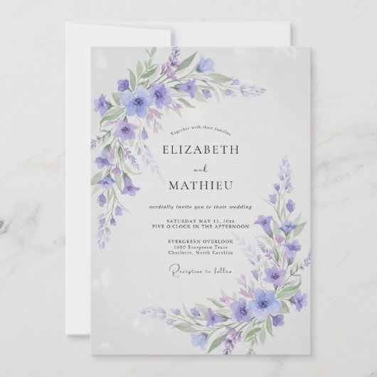 Immergrün-Breezy-Botanical-Hochzeit Einladung (Vorderseite)