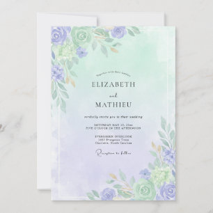 Immergrün-Celadon-Blatt-Hochzeit Einladung