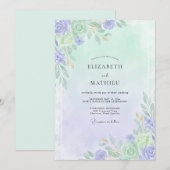 Immergrün-Celadon-Blatt-Hochzeit Einladung (Vorne/Hinten)