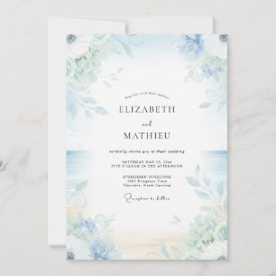 Immergrün-Celadon-Blumenhochzeit Einladung