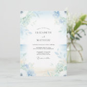 Immergrün-Celadon-Blumenhochzeit Einladung (Stehend Vorderseite)