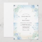 Immergrün-Celadon-Blumenhochzeit Einladung (Vorne/Hinten)