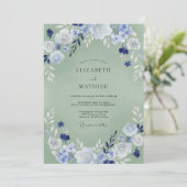 Immergrün-Celadon-Hochzeitsmalerei Einladung (Stehend Vorderseite)