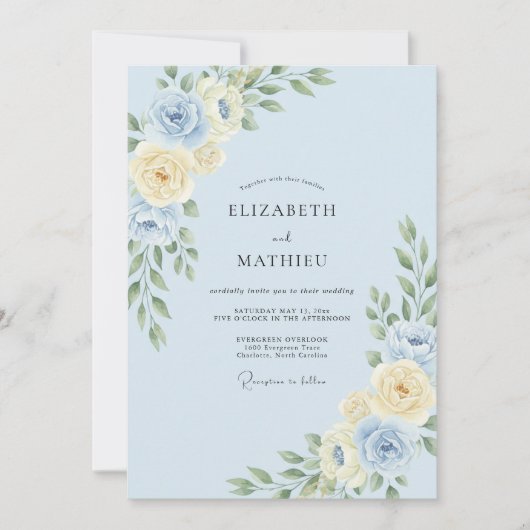 Immergrün Champagner Blatt Hochzeit Einladung (Vorderseite)